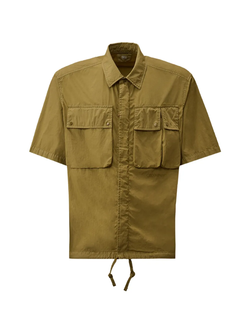 C.P. Company 50 Fili logo-embroidered drawstring shirt - Verde