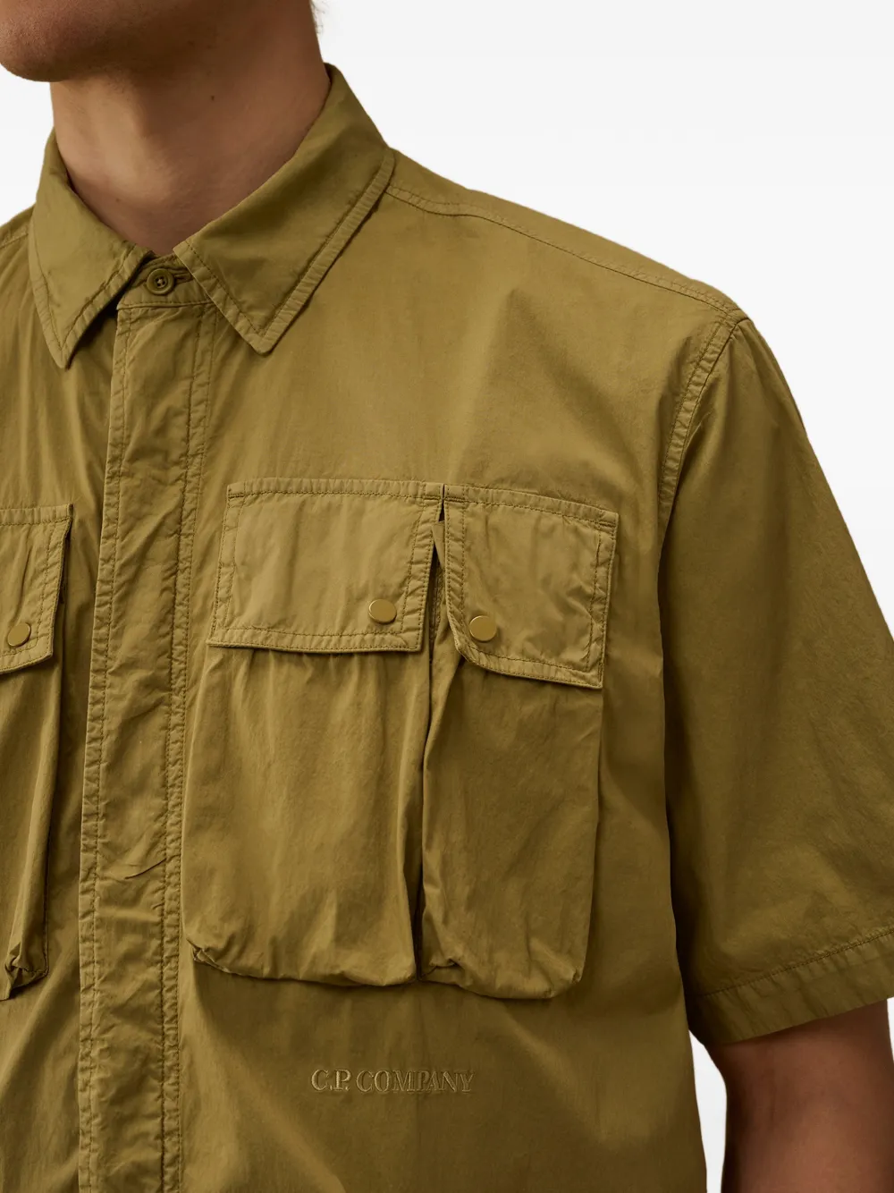 C.P. Company 50 Fili overhemd met geborduurd logo en trekkoord Groen