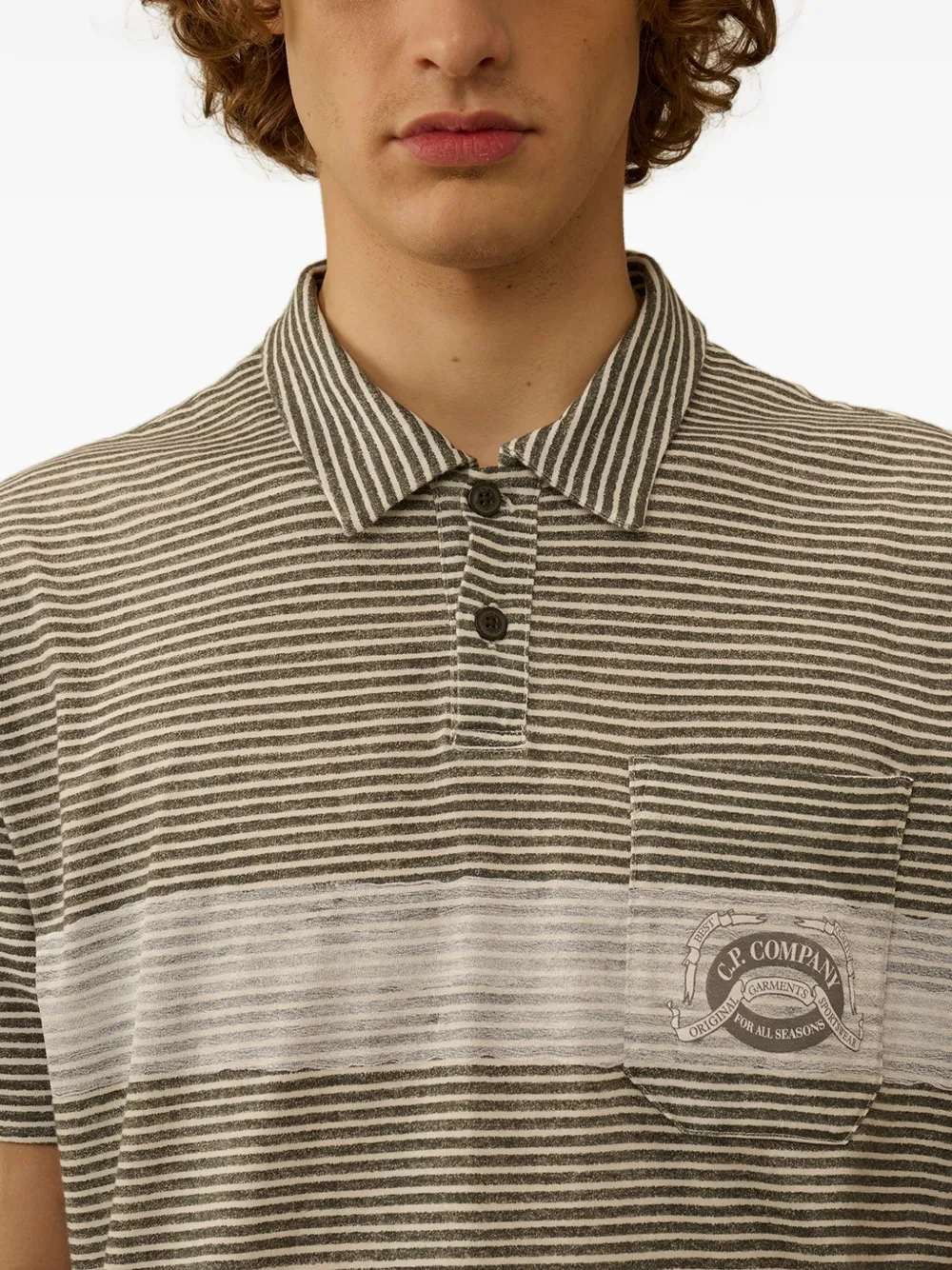 C.P. Company Gestreept poloshirt met bostzak Groen