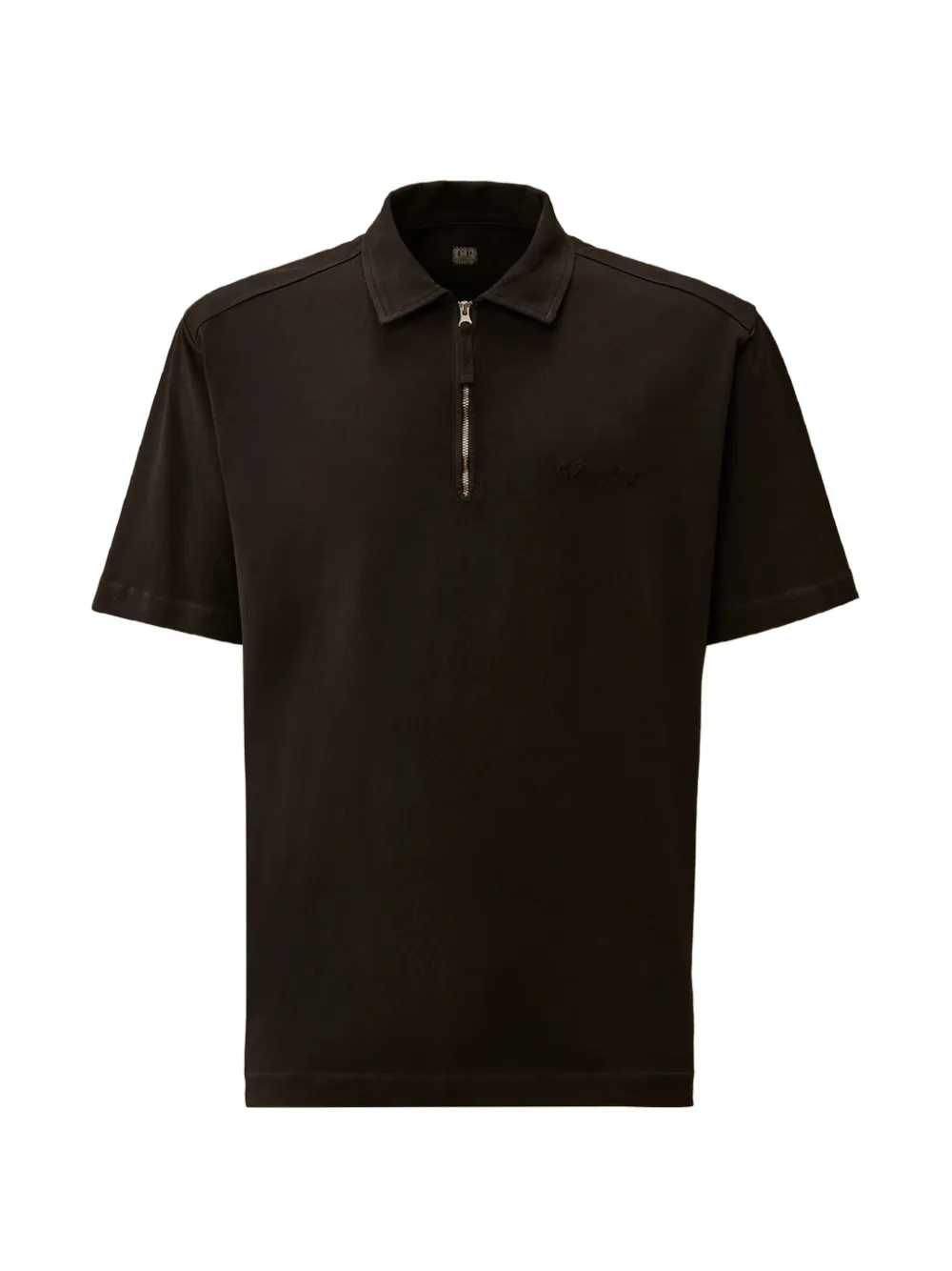 C.P. Company 1020 logo-embroidered zip-up polo shirt - Nero
