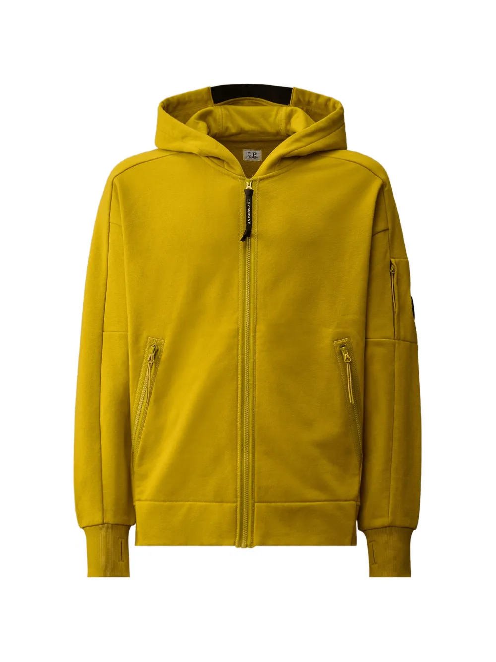 C.P. Company logo-appliqué zip-up hoodie - Yellow