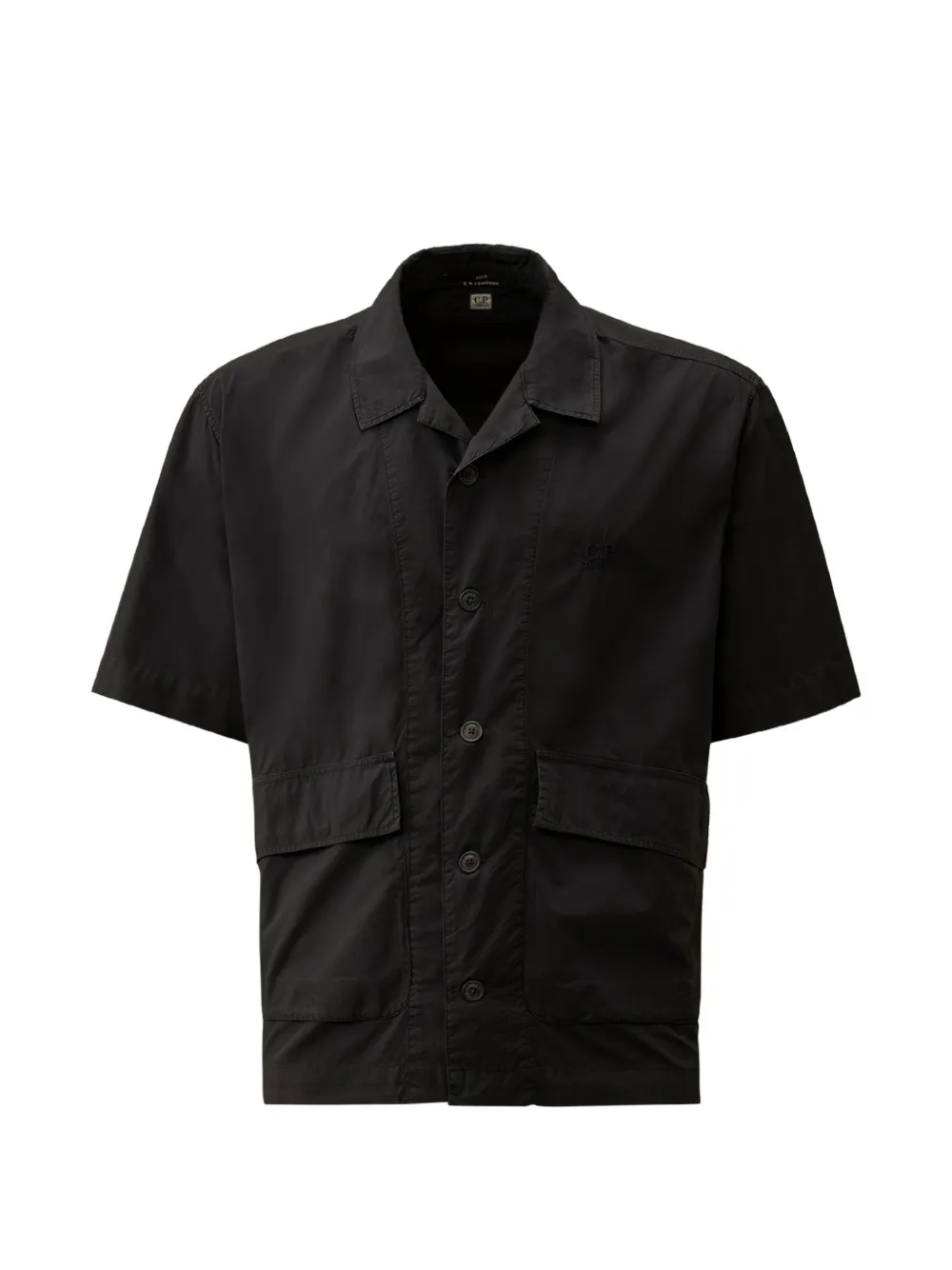 C.P. Company Popeline Boxy logo-embroidered patch-pocket shirt - Blu