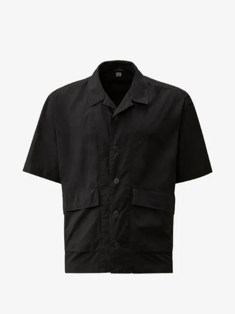 C.P. Company Popeline Boxy logo-embroidered patch-pocket shirt