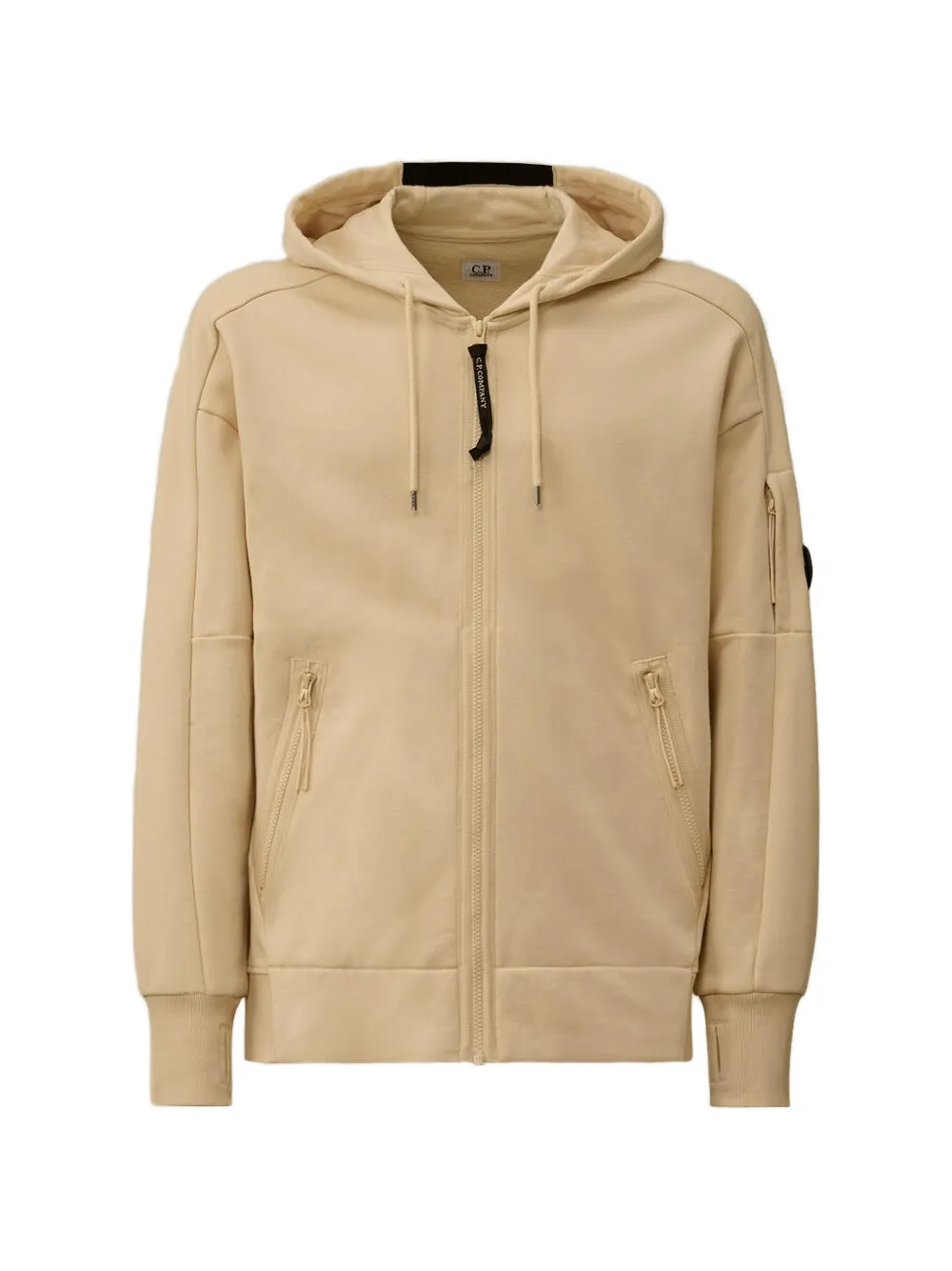 C.P. Company Fleece sweater met rits en capuchon Beige