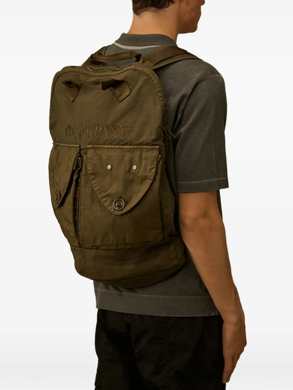  C.p. Company Embossed-logo Front-pocket Backpack - Green 