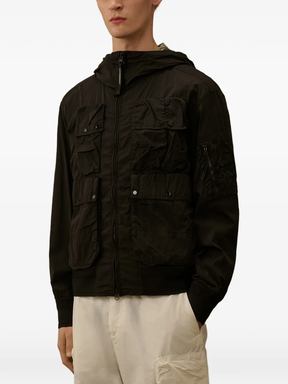  C.p. Company Hooded Multi-pocket Jacket - Black 