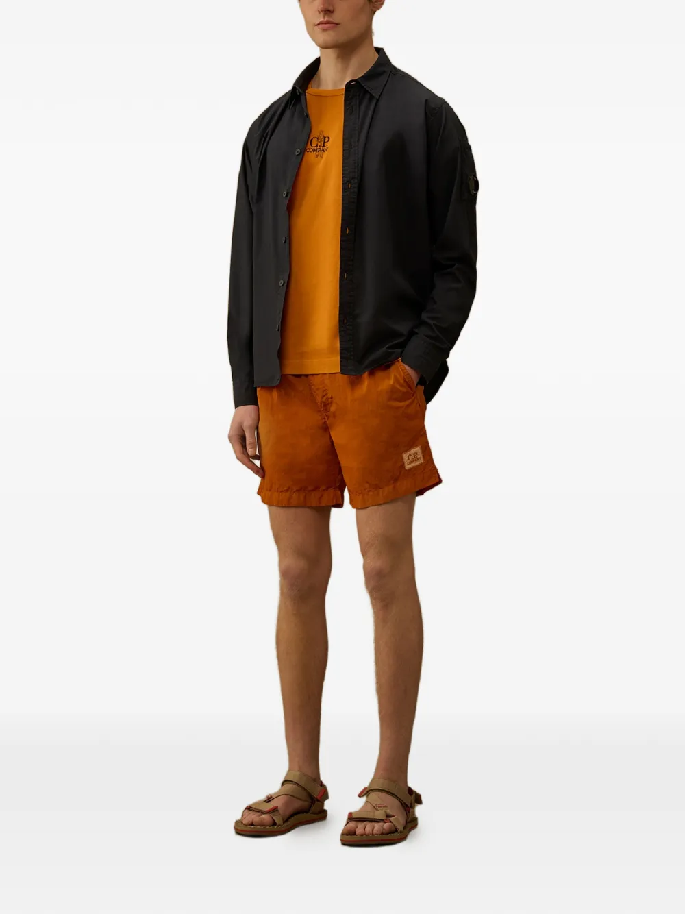 C.P. Company 1020 T-shirt met logo-print en korte mouwen Oranje