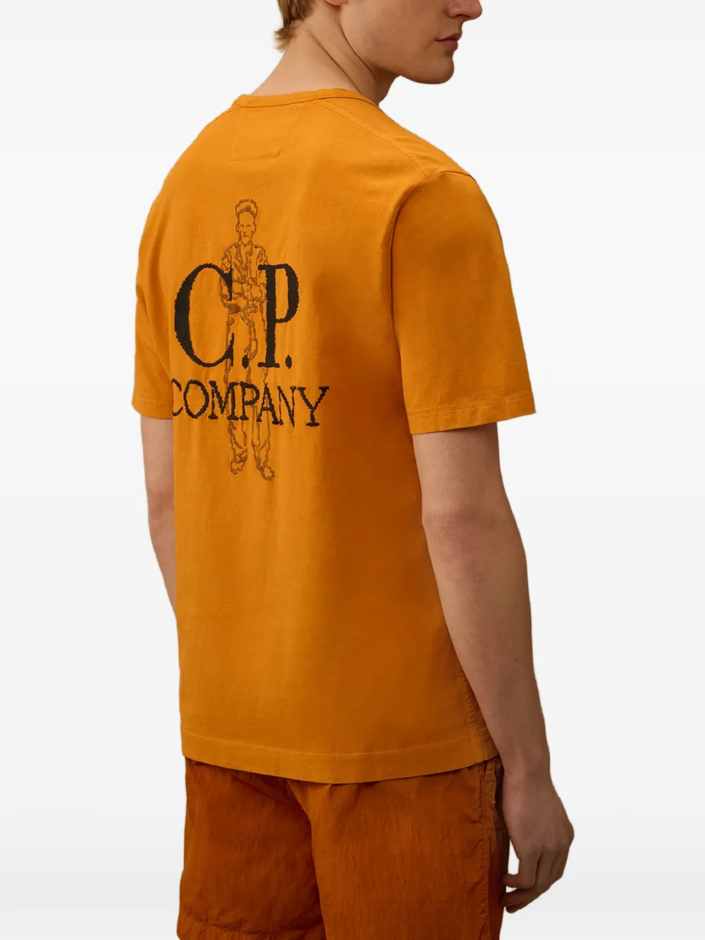 C.P. Company 1020 T-shirt met logo-print en korte mouwen Oranje
