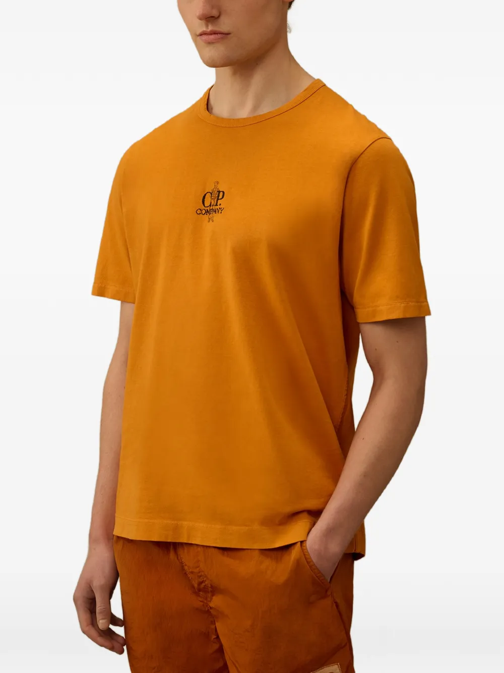 C.P. Company 1020 T-shirt met logo-print en korte mouwen Oranje