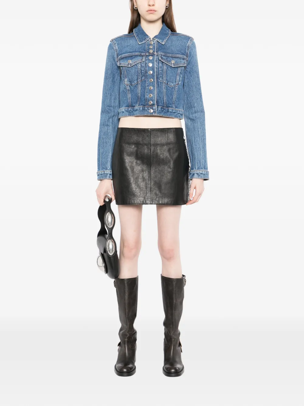 Alexander Wang low-rise leather skirt - Zwart