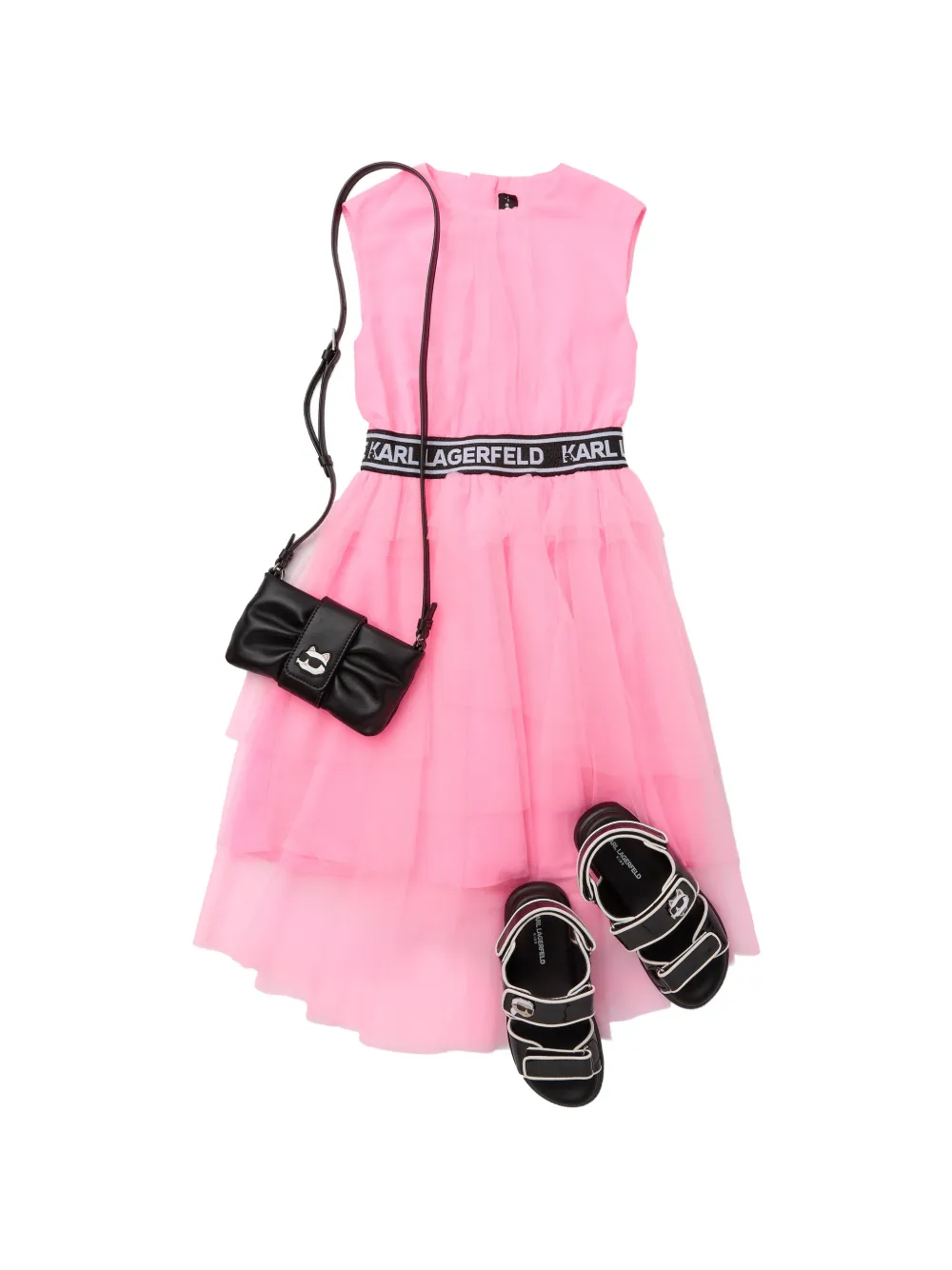 Karl Lagerfeld Kids Jurk met logodetail Roze