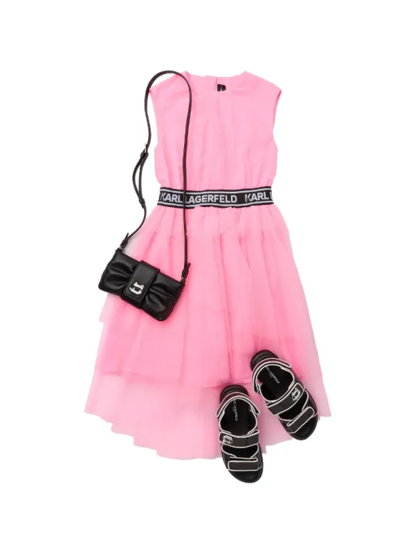 karl lagerfeld pink dress PARIS Women's Sleeveless Flounce Hem Short Faux pearl Chanel | by Karl Lagerfeld