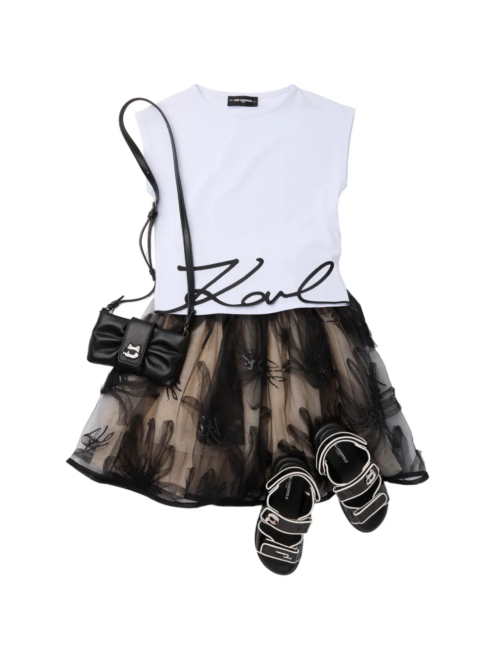 Karl Lagerfeld Kids Rok met bloemenprint en pailletten Zwart