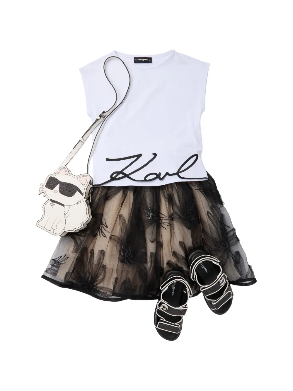 Karl Lagerfeld Kids Signature T-shirt Wit