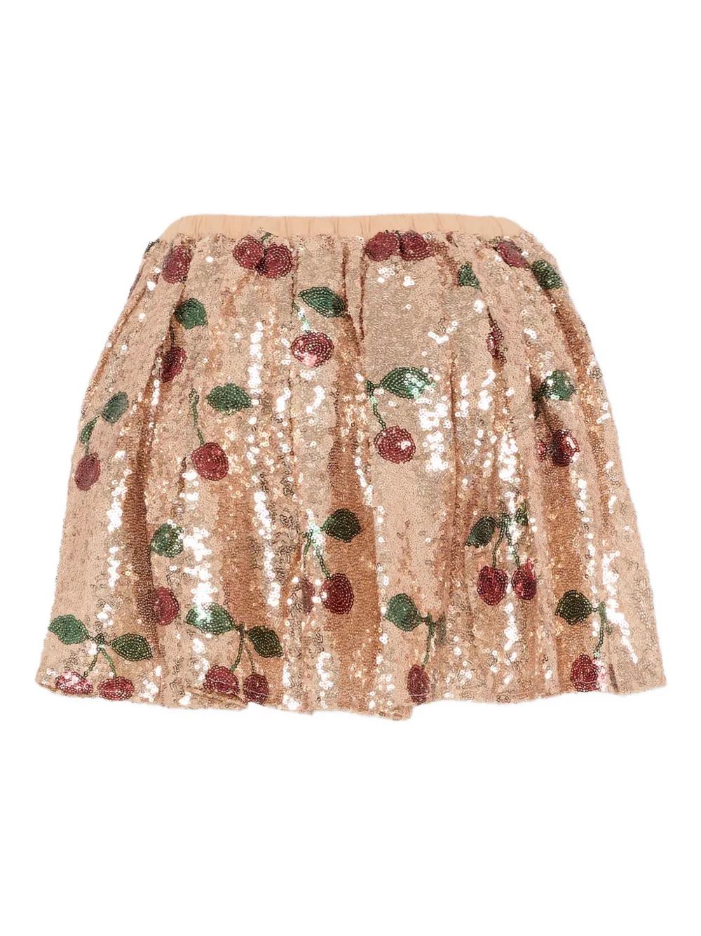 Konges Sløjd Kids' Sequined Cherry-print Skirt In Gold