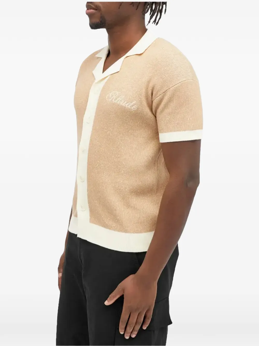 RHUDE contrast-trim knitted shirt - Beige