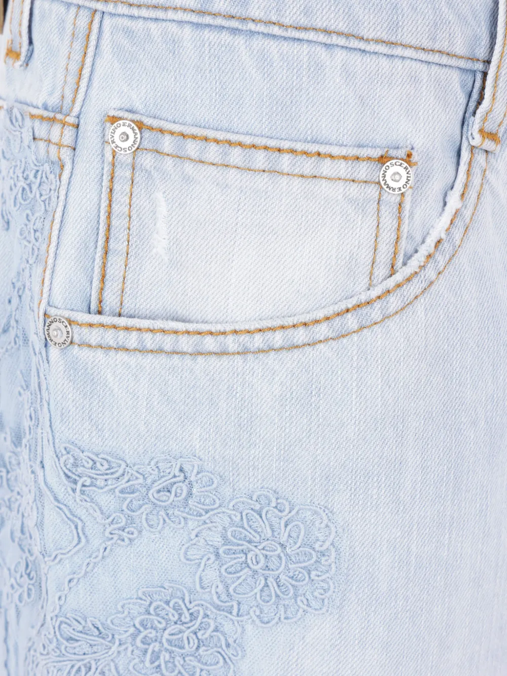 Ermanno Scervino Shorts met bloemenkant Blauw