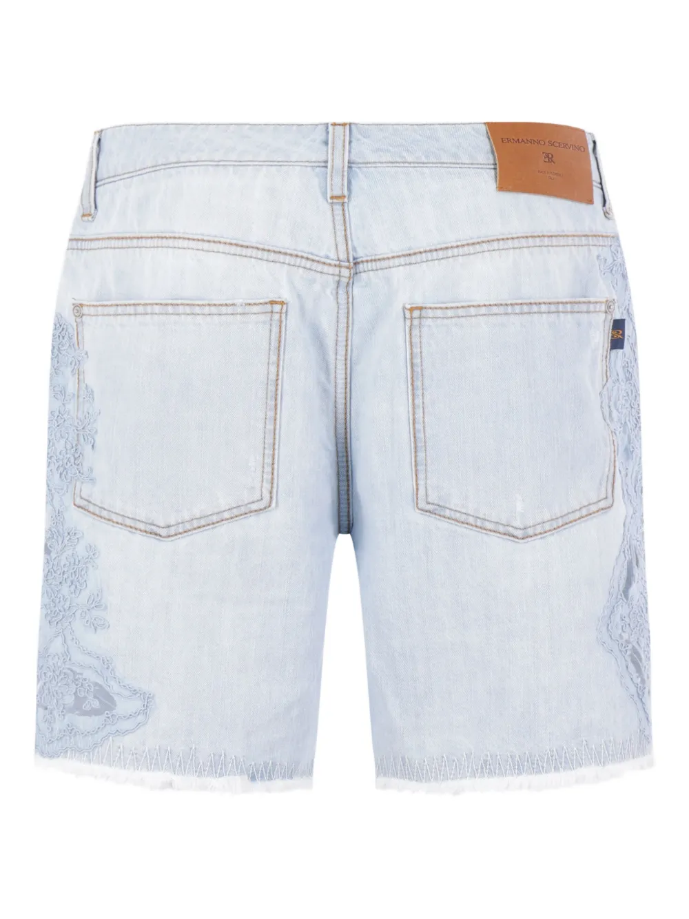 Ermanno Scervino Shorts met bloemenkant Blauw