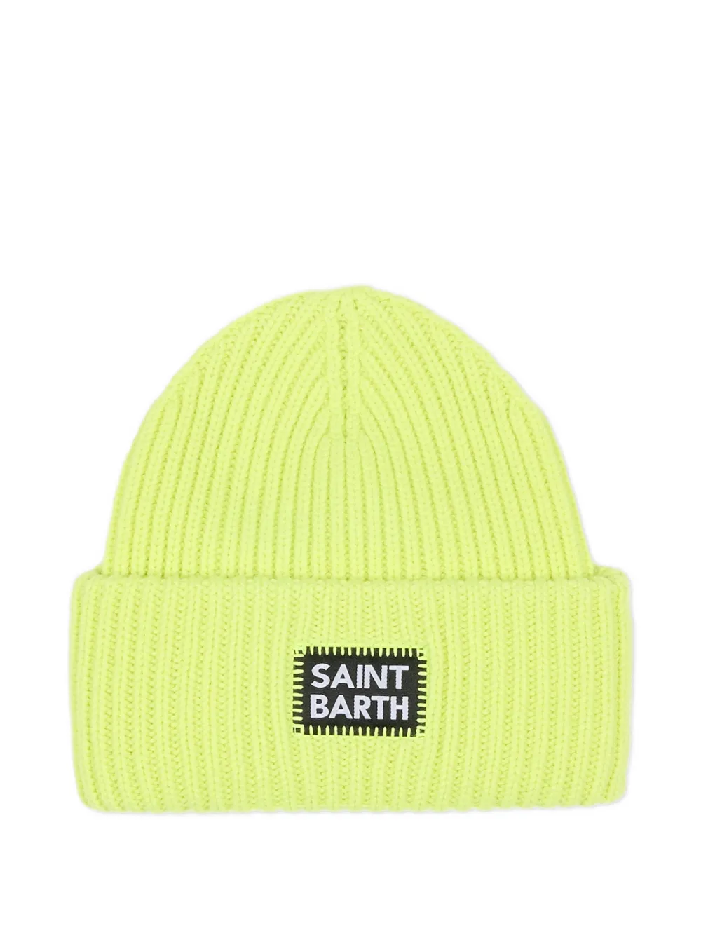 Mc2 Saint Barth Kids' Ribbed Logo Patch Beanie Hat In Green