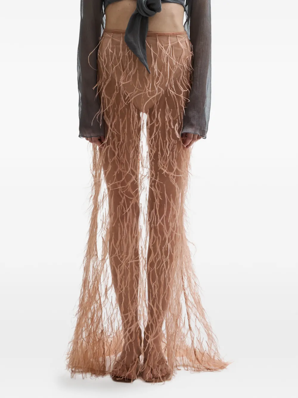 Atu Body Couture Plume feather embellished skirt - Grigio