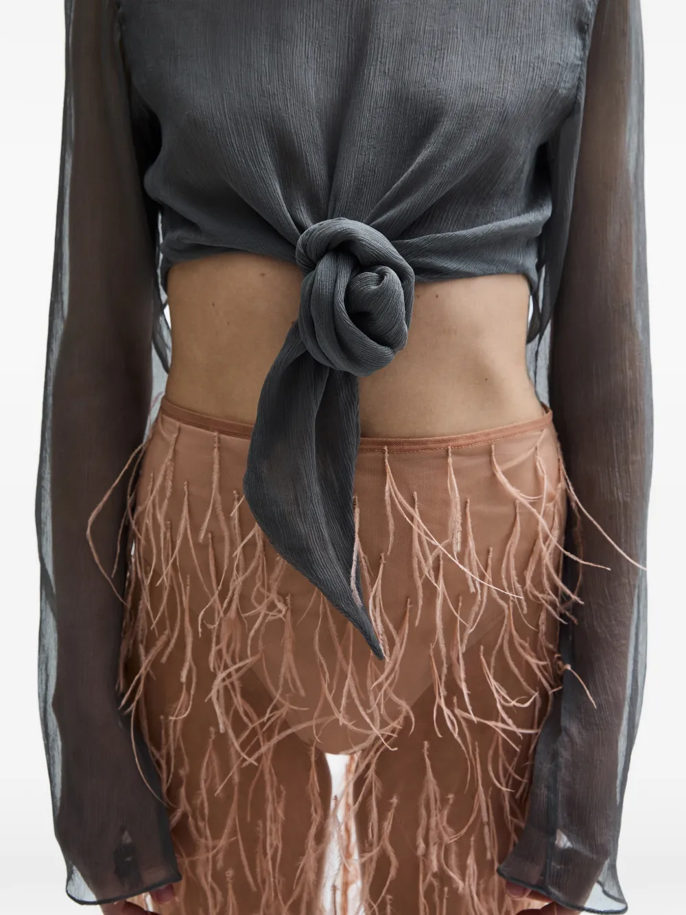 Atu Body Couture Plume rok verfraaid met veren Grijs