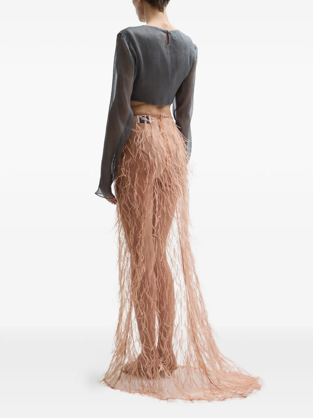 Atu Body Couture Plume feather embellished skirt - Grijs