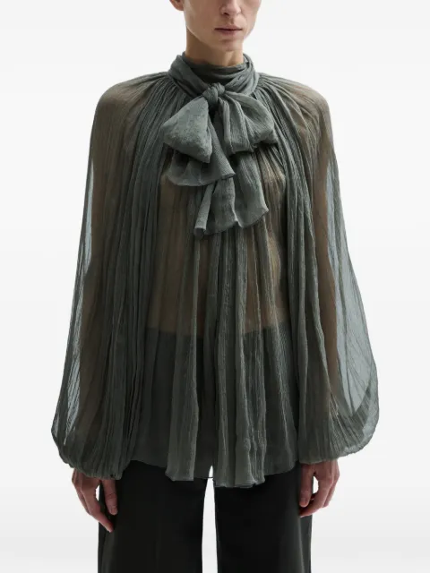 Atu Body Couture pussy-bow pleated blouse