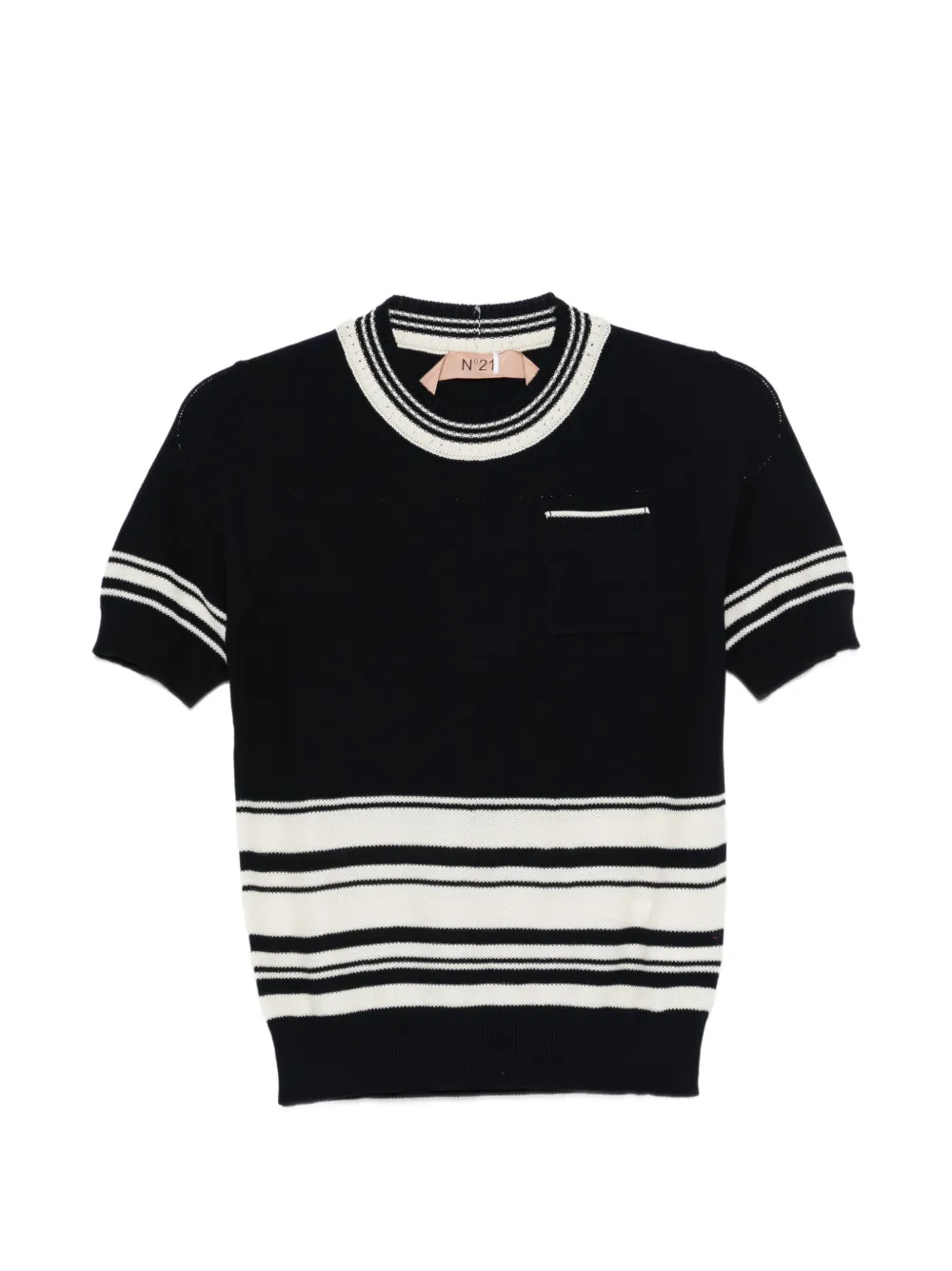 Nº21 striped pocket sweater - Nero