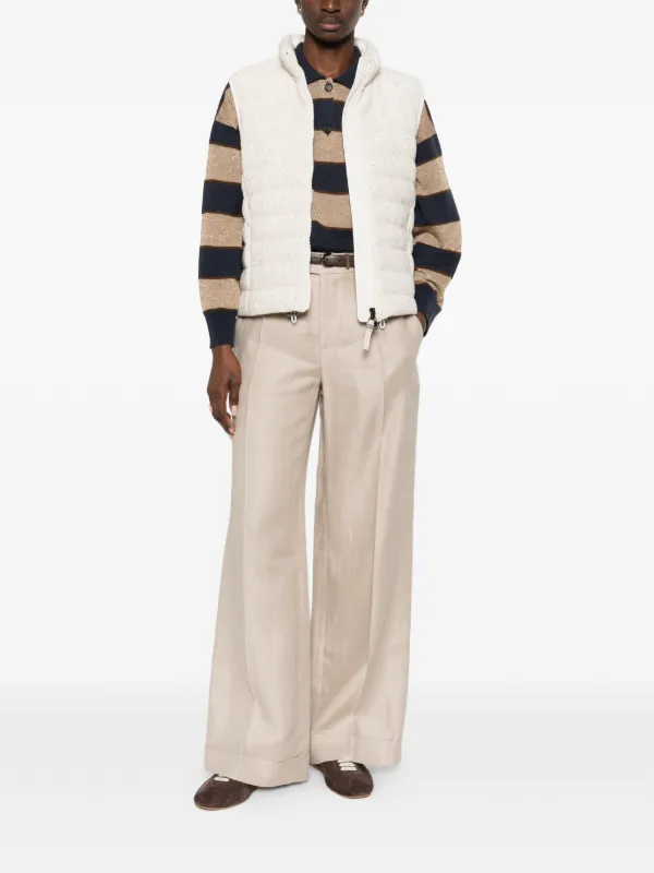 Brunello Cucinelli スパンコール付 ベスト Brunello Cucinelli スパンコールトリム ベスト | ニュートラル