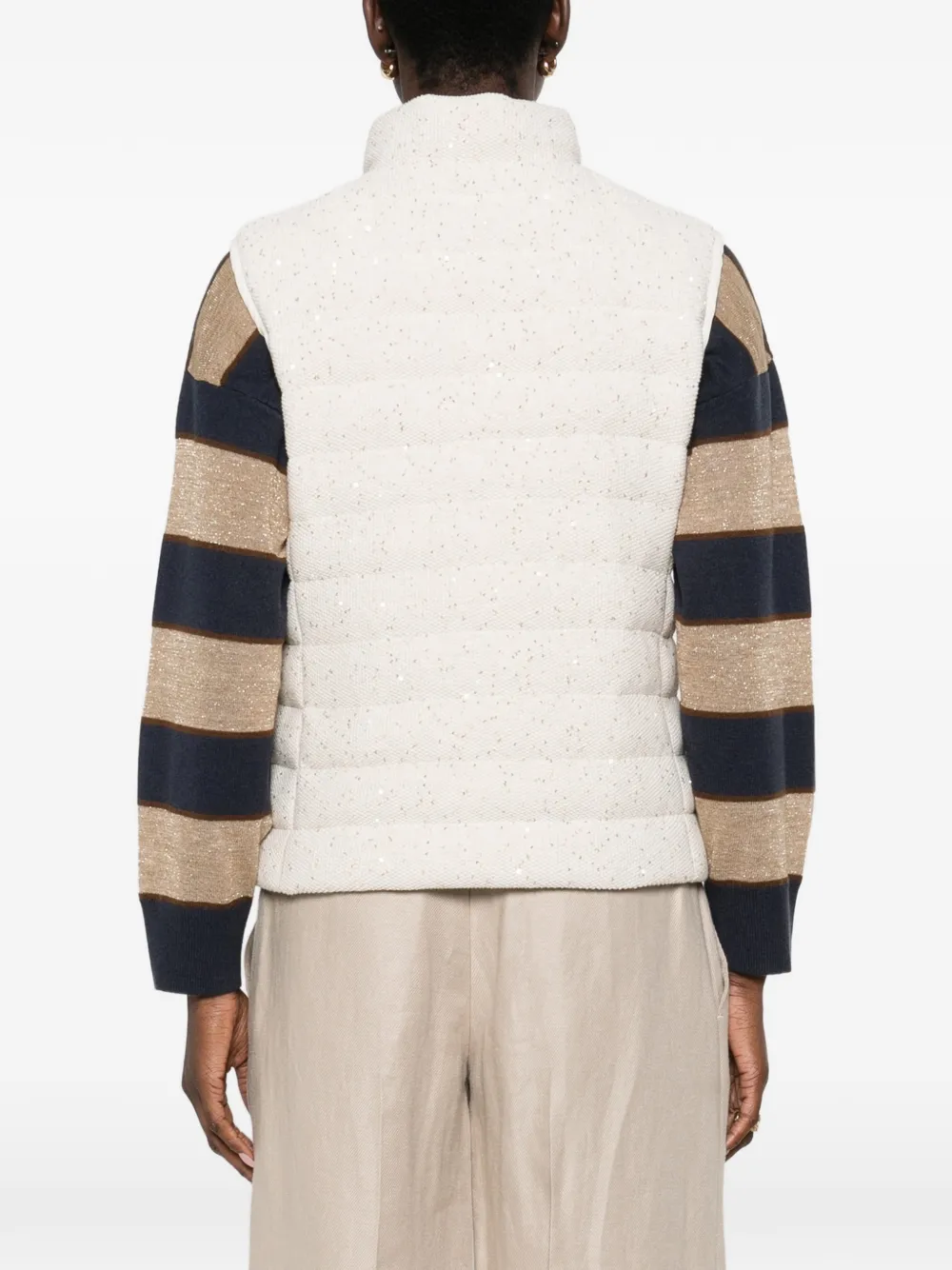 Brunello Cucinelli Sequin-embellishment Gilet in Neutrals, view 4