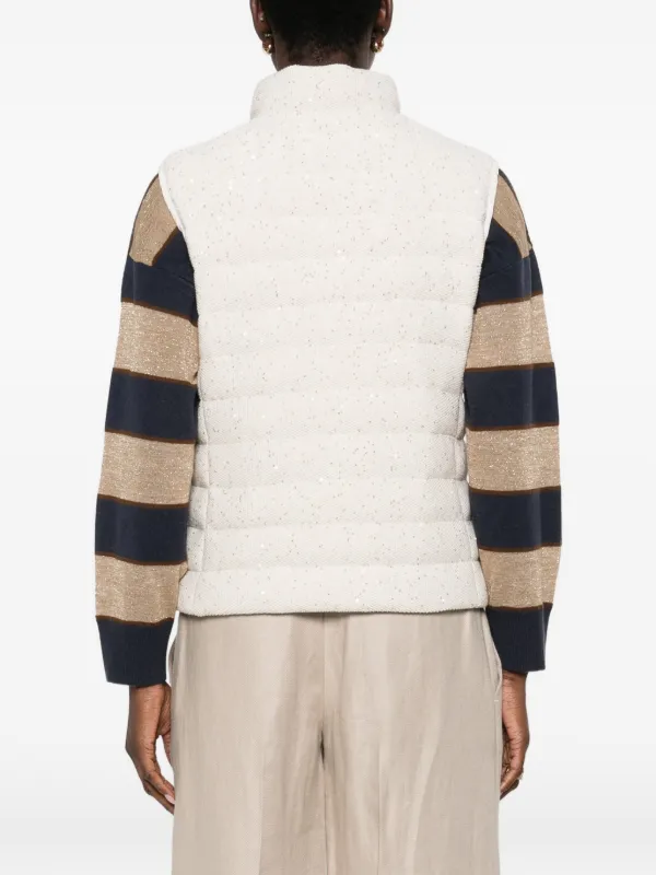 Brunello Cucinelli スパンコールトリム ベスト | ニュートラル