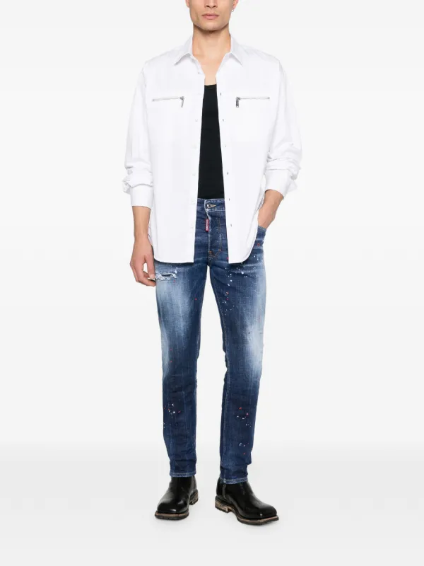 DSQUARED2 Skater Distressed Paint Jeans | Blue | FARFETCH