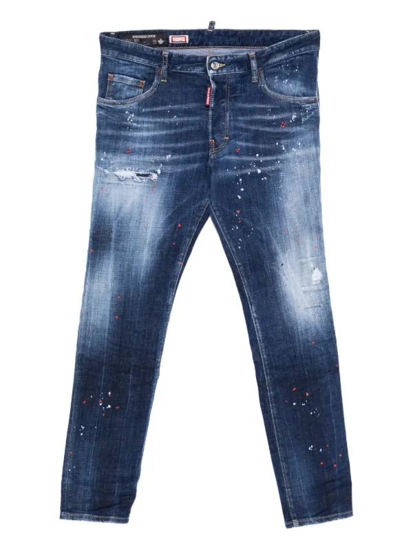 DSQUARED2 SKATER JEAN ペイント ダメージ M 2021年 DSQUARED2 Skater Distressed Paint Jeans | Blue | FARFETCH