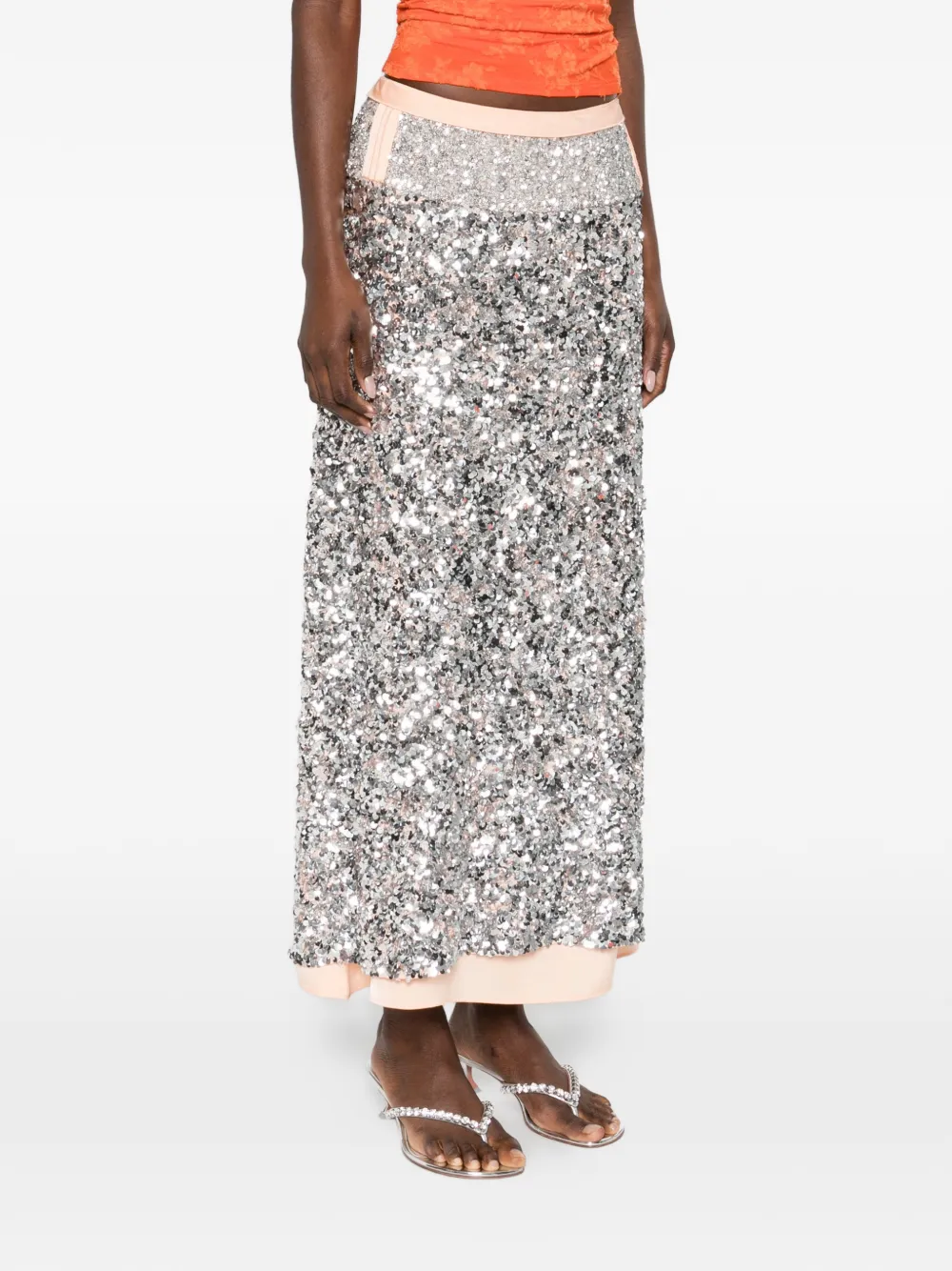  Rabanne Sequin-embellishment Maxi Skirt - Silver 
