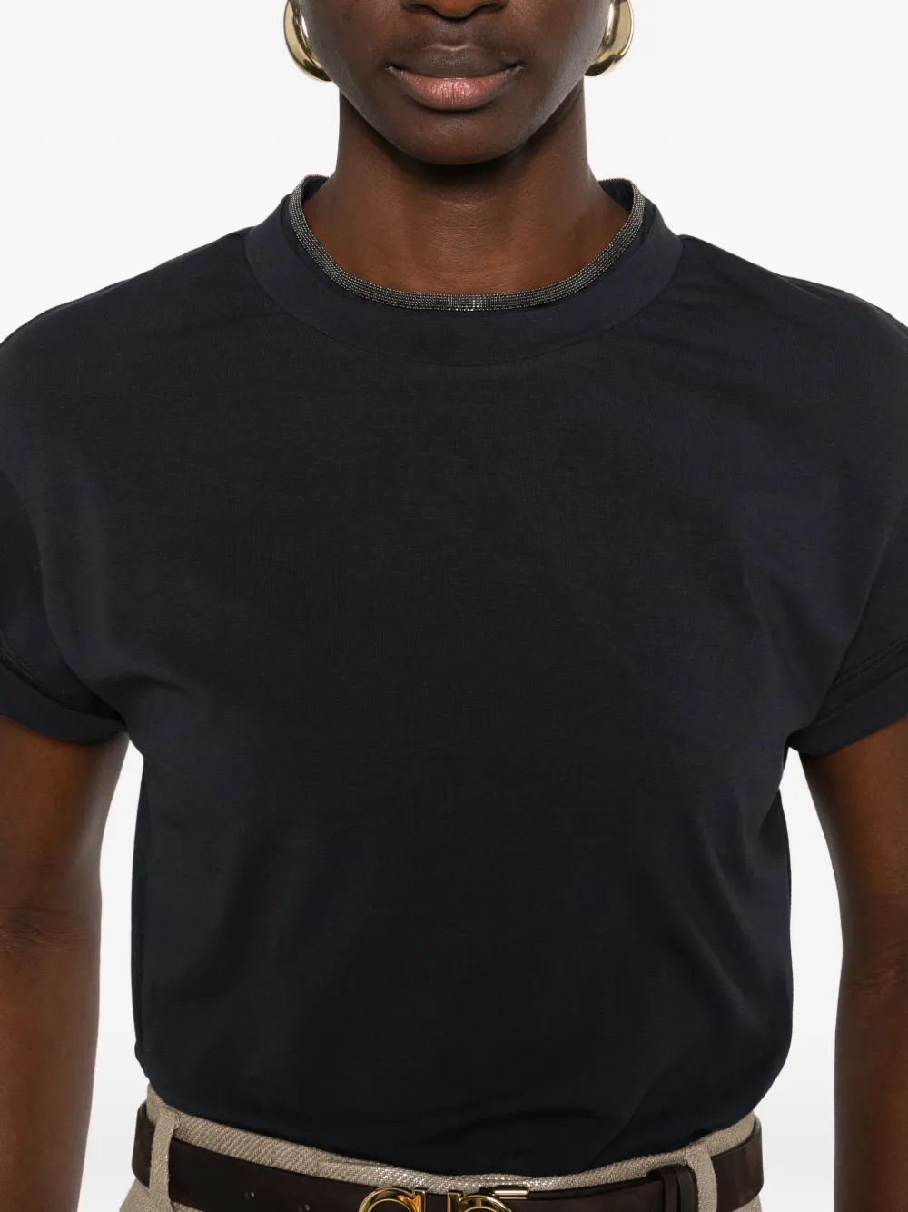 Brunello Cucinelli T-shirt met hoge hals Zwart
