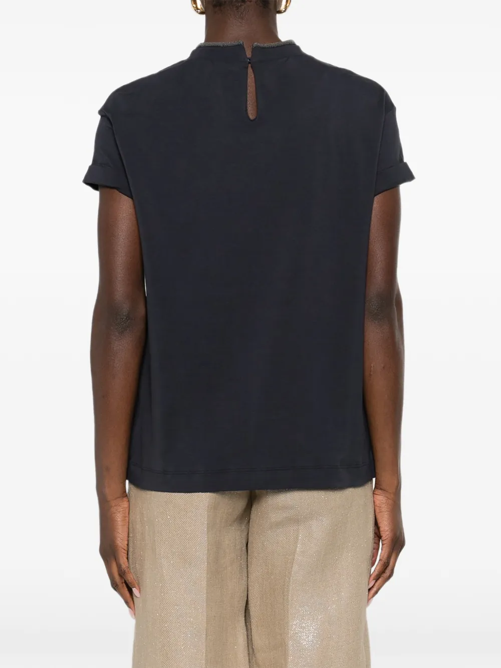 Brunello Cucinelli T-shirt met hoge hals Zwart