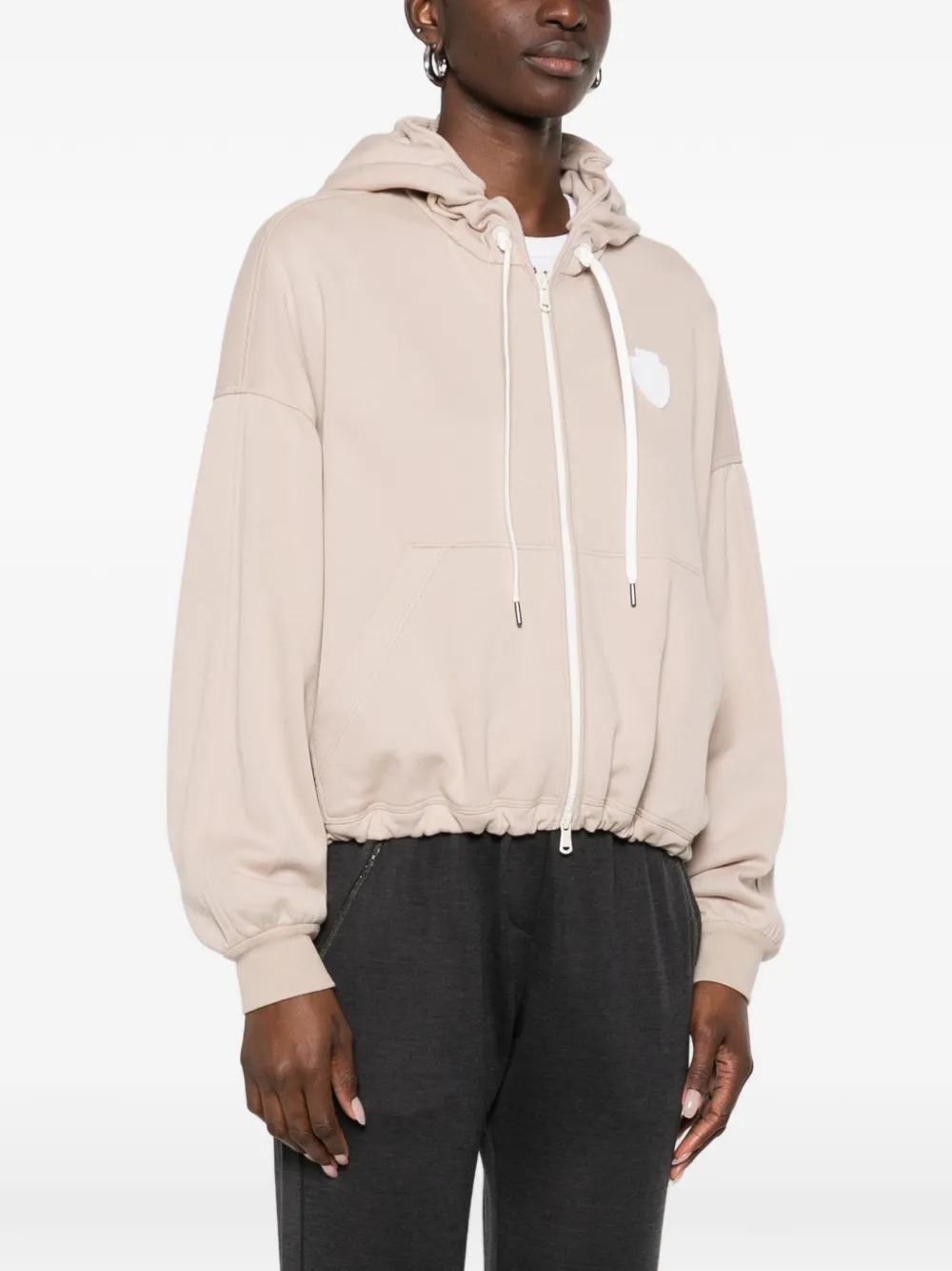 Brunello Cucinelli Hoodie met logo Beige