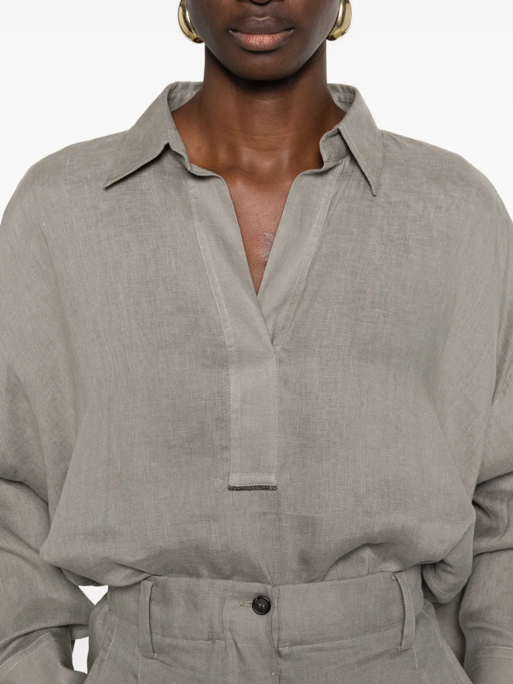 Brunello Cucinelli Linnen shirt Grijs