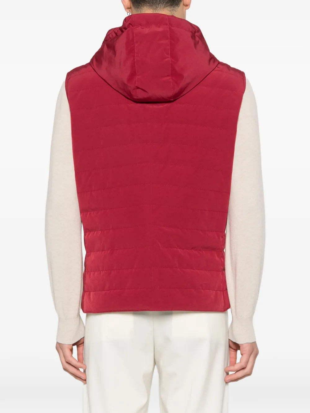 Brunello Cucinelli Gilet met capuchon Rood