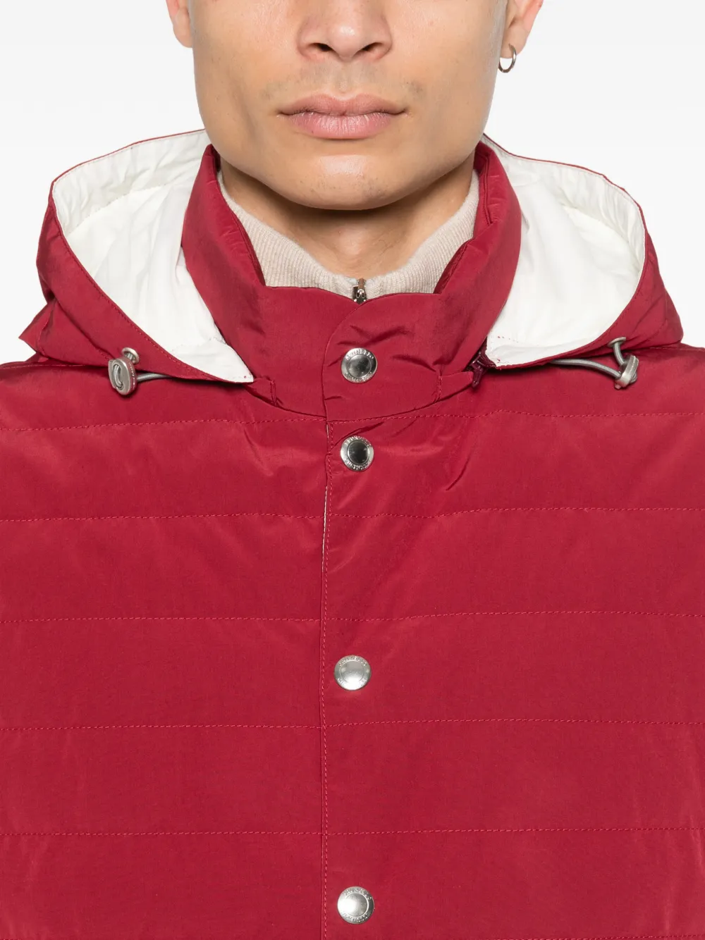 Brunello Cucinelli Gilet met capuchon Rood