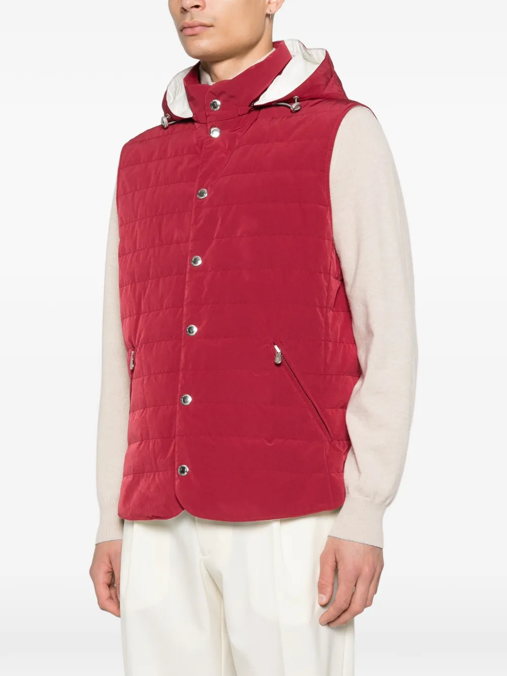 Brunello Cucinelli Gilet met capuchon Rood