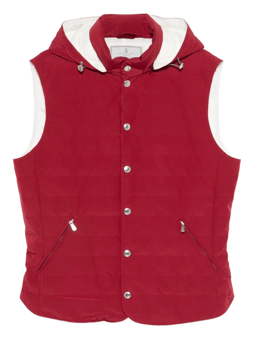 Brunello Cucinelli hooded zipped gilet - Rot