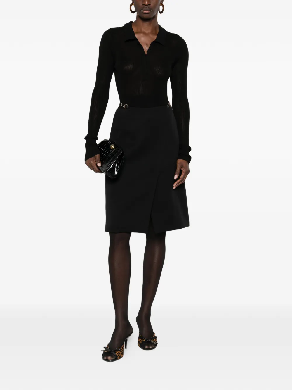 Gucci Horsebit-detail midi skirt - Zwart