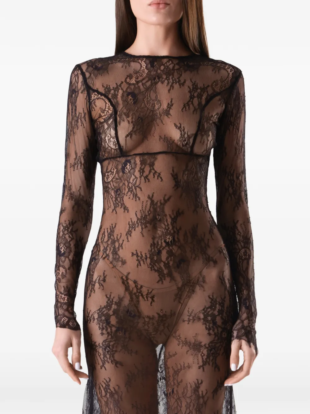 Lika Maxi-jurk met lange mouwen Zwart