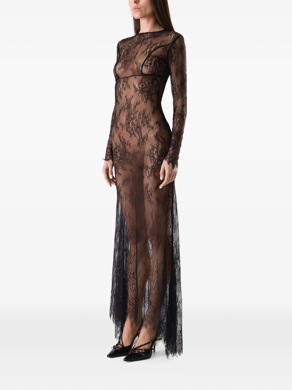  Lika Lace Long-sleeve Maxi Dress - Black 
