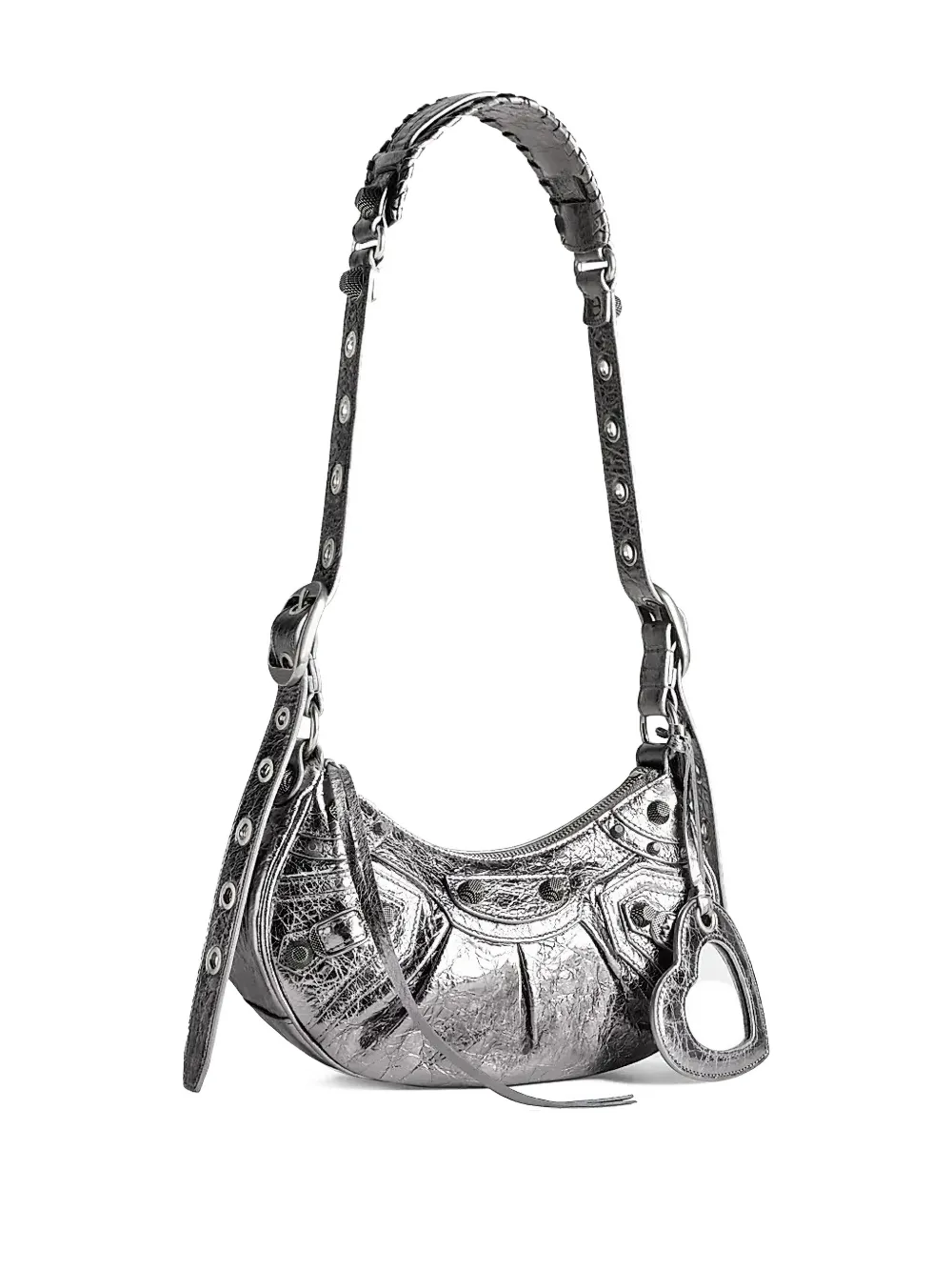 Balenciaga Le Cagole kleine metallic schoudertas - Zilver
