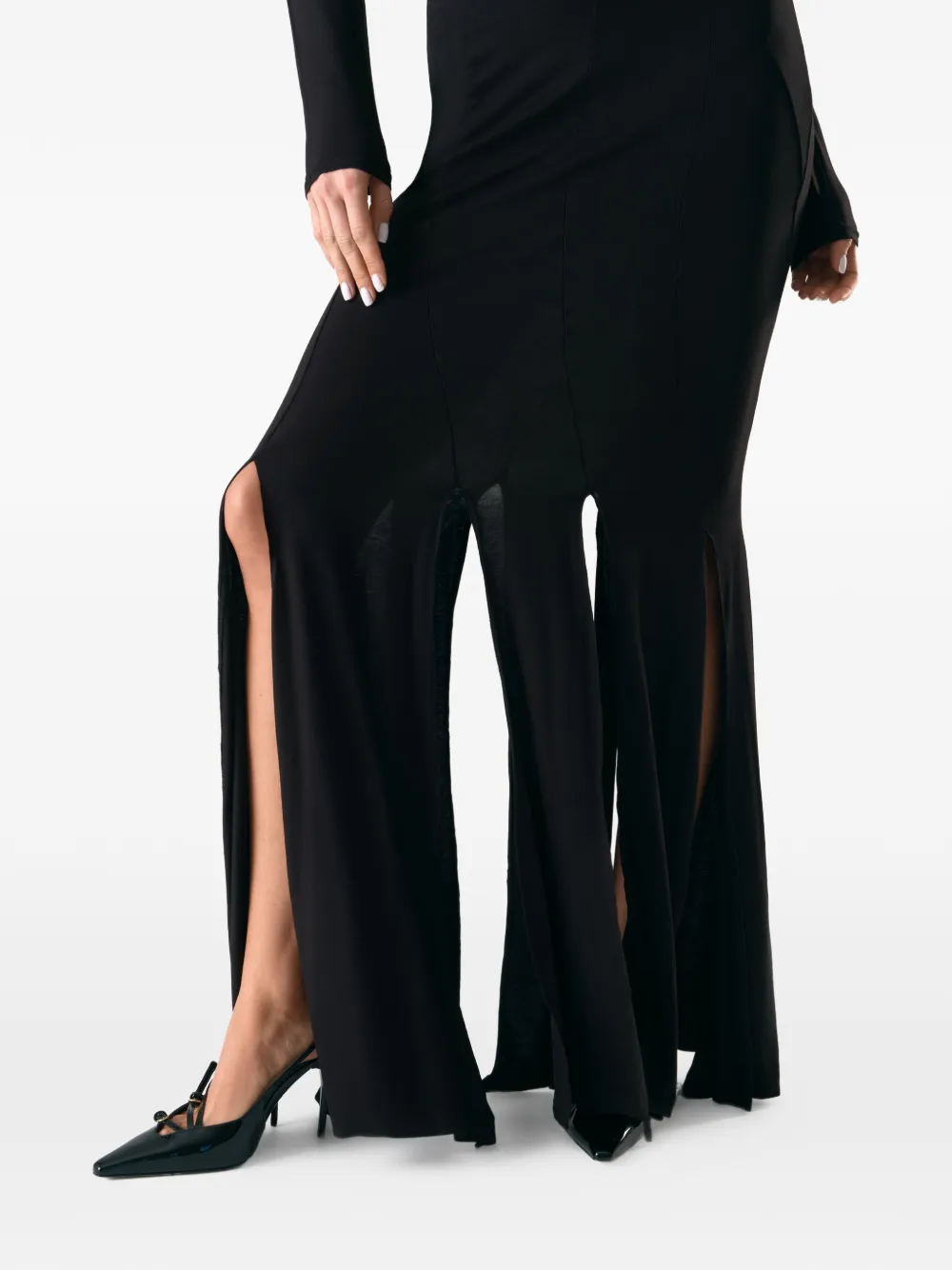 Lika Maxi-jurk met hoge hals Zwart