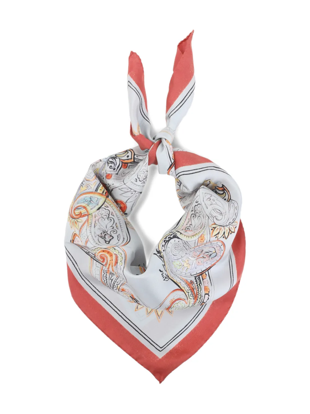 ETRO Zijden sjaal met logo en paisley- en bloemen-patroon Wit