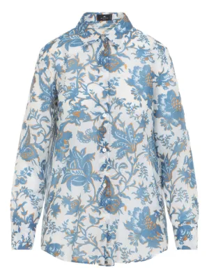 ERDEMシルクブラウス ERDEM プリント シルクブラウス | ブルー | FARFETCH JP