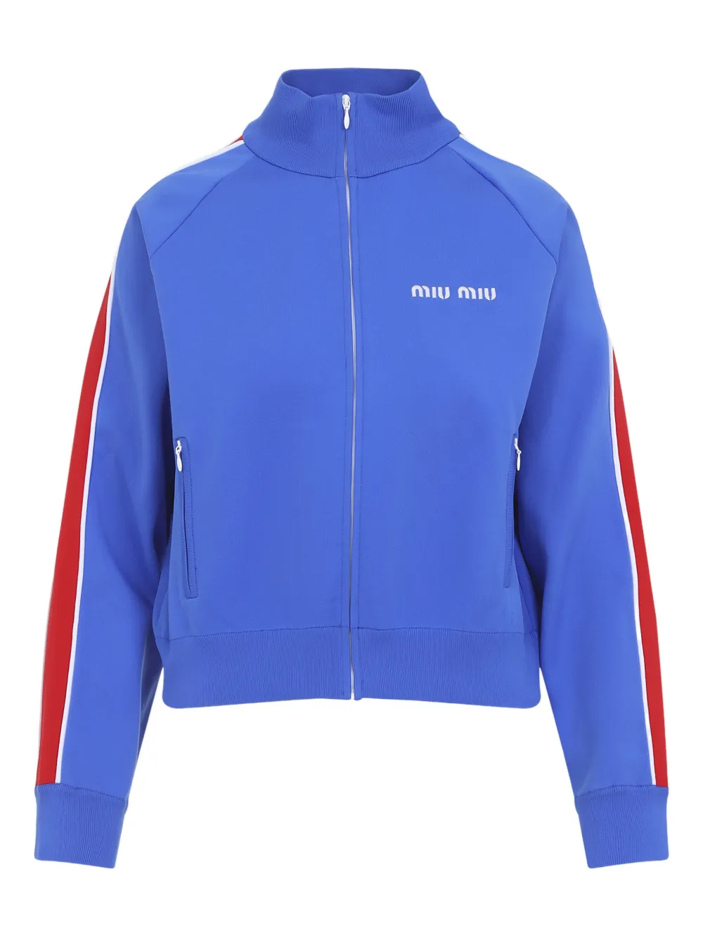 Miu Miu stripe zip-fastening sweatshirt - Blu